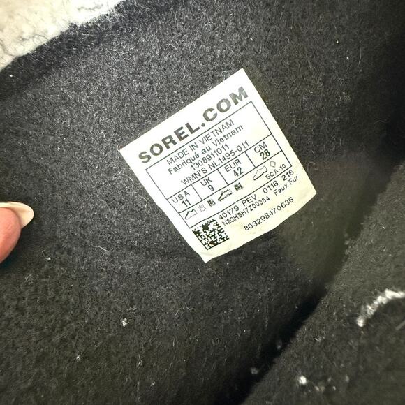 SOREL Waterproof Winter Boots Black Faux Shearling Women Size 11 Snow Mountain - Picture 7 of 7